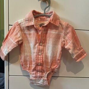 Long sleeve pink and white romper